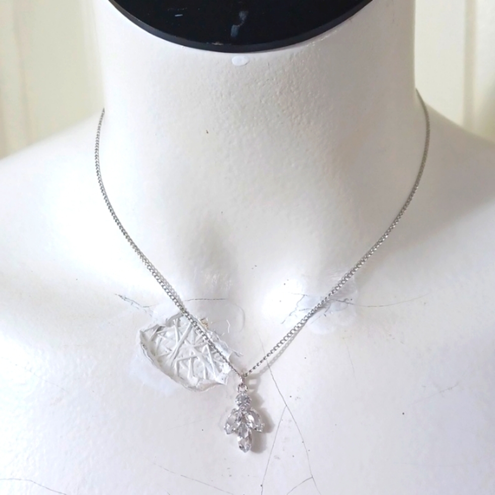 Sterling Silver 925 Crystal Angel Pendant 18 Long
